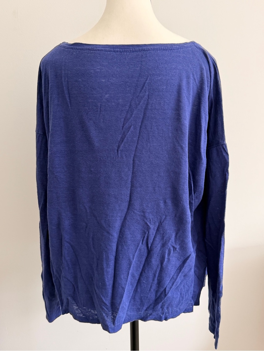Eileen Fisher Deep Navy Blue Lightweight Boatneck Sweater